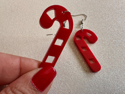 Candy Cane Earrings: Laser Cut Acrylic Christmas Earrings, Holidays, Dessert, Holidays, Sweet Tooth, Gifts for Her/Him/Them