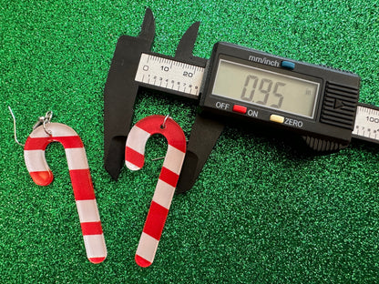 Candy Cane Earrings: Laser Cut Acrylic Christmas Earrings, Holidays, Dessert, Holidays, Sweet Tooth, Gifts for Her/Him/Them