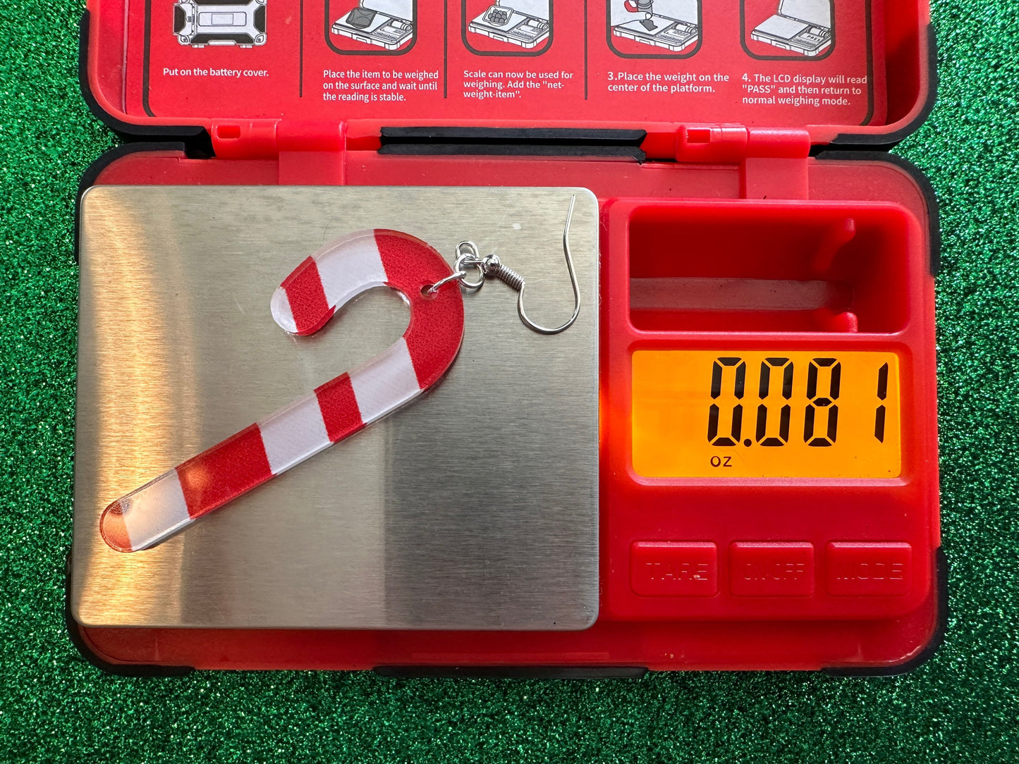 Candy Cane Earrings: Laser Cut Acrylic Christmas Earrings, Holidays, Dessert, Holidays, Sweet Tooth, Gifts for Her/Him/Them