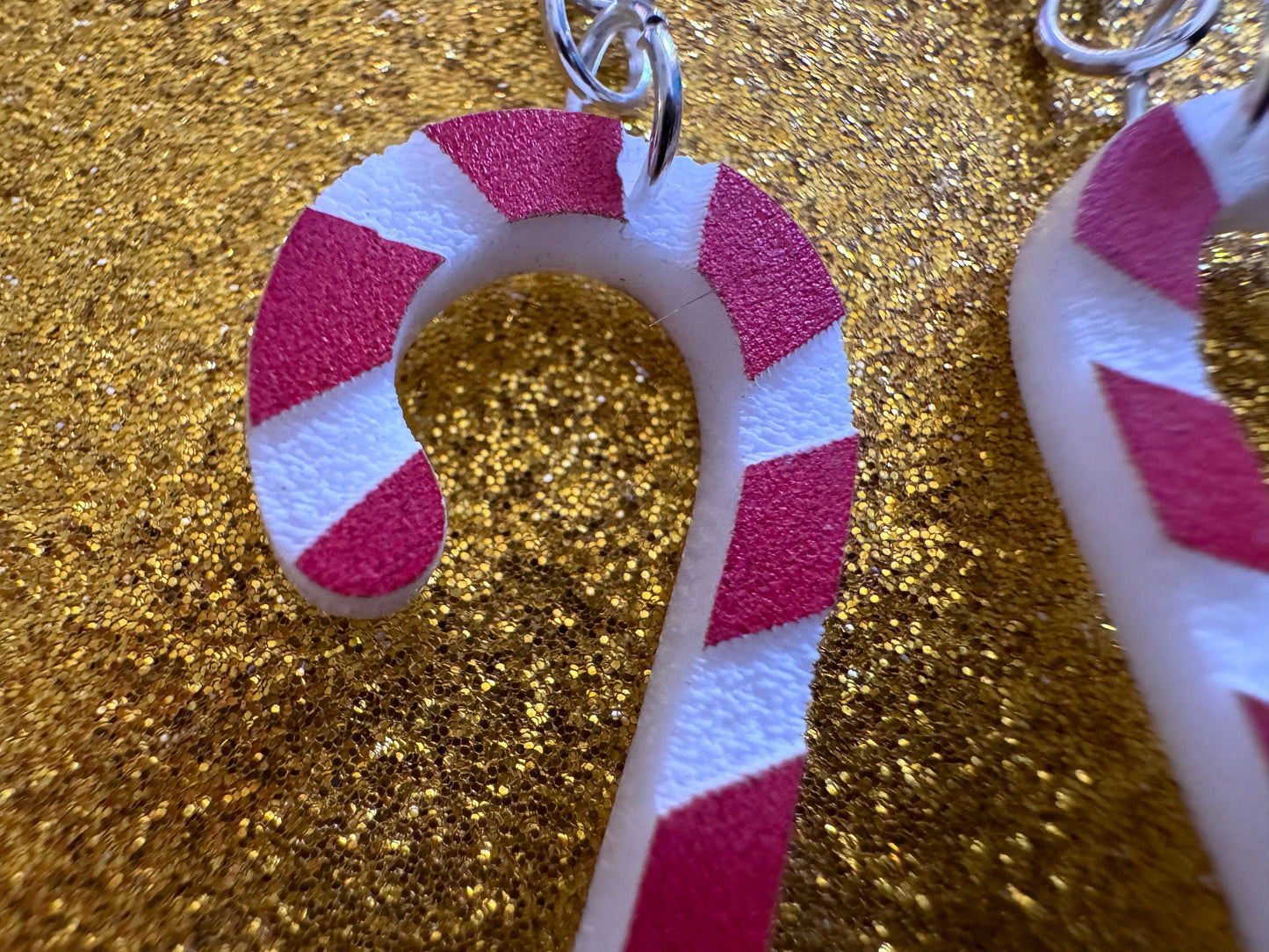 Candy Cane Earrings: Laser Cut Acrylic Christmas Earrings, Xmas, X-mas, Winter Holidays, Santa Claus, Presents, Best Gifts for Her/Him/Them