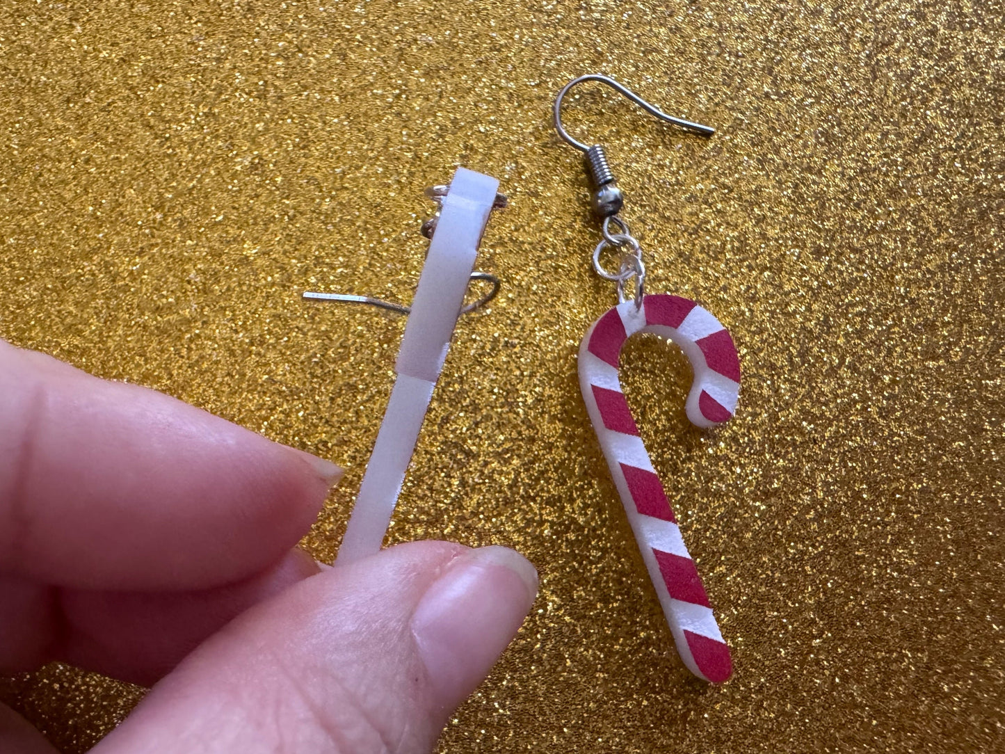 Candy Cane Earrings: Laser Cut Acrylic Christmas Earrings, Xmas, X-mas, Winter Holidays, Santa Claus, Presents, Best Gifts for Her/Him/Them