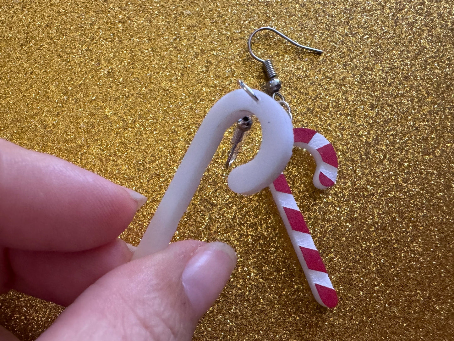 Candy Cane Earrings: Laser Cut Acrylic Christmas Earrings, Xmas, X-mas, Winter Holidays, Santa Claus, Presents, Best Gifts for Her/Him/Them
