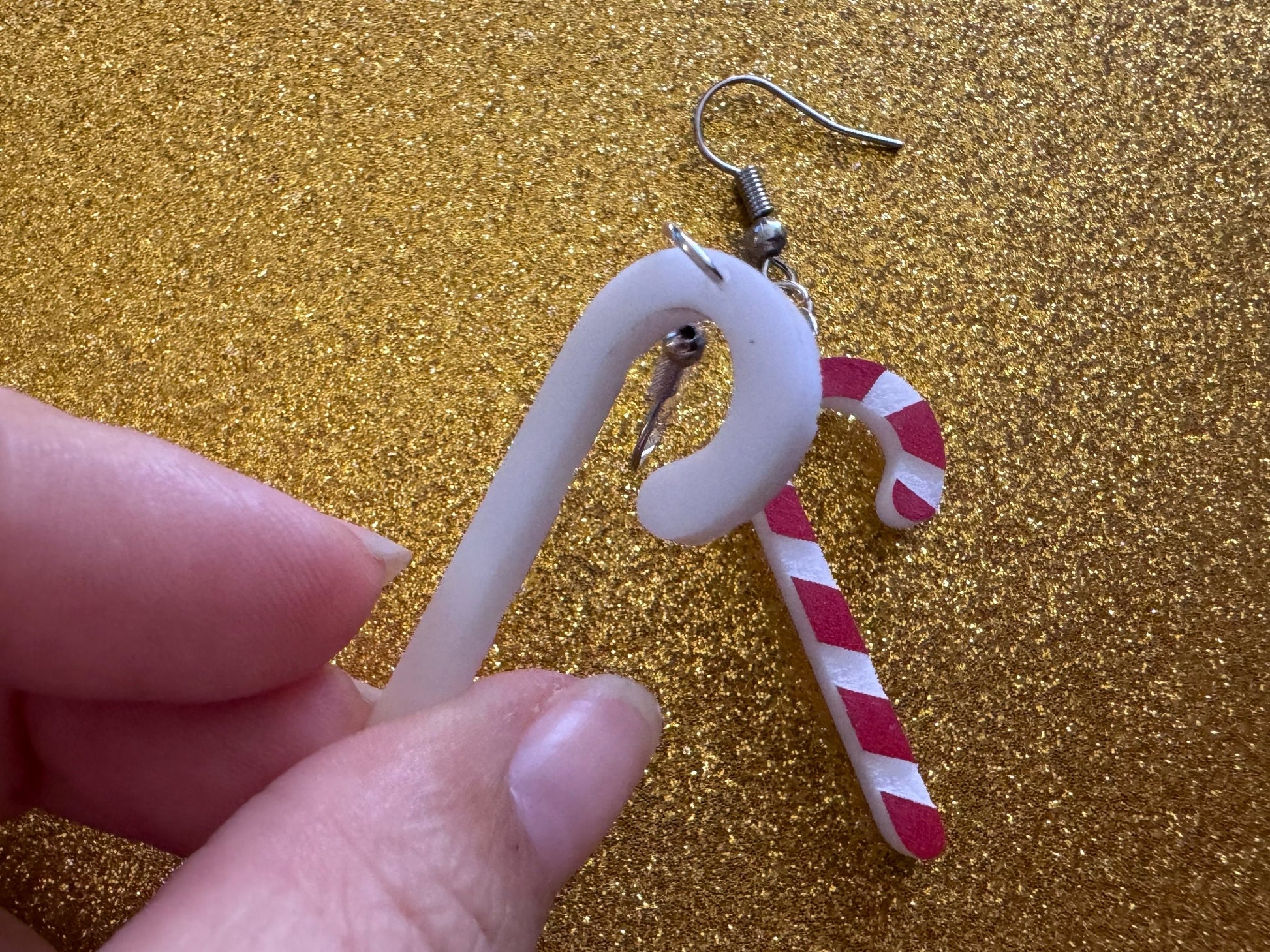 Candy Cane Earrings: Laser Cut Acrylic Christmas Earrings, Xmas, X-mas, Winter Holidays, Santa Claus, Presents, Best Gifts for Her/Him/Them
