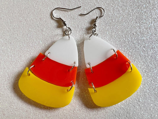 Candy Corn Earrings: Laser Cut Acrylic Candies, Trick or Treat, Halloween, Dessert, Sweet Tooth, Best Gifts for Her/Him/Them