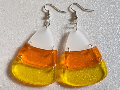 Candy Corn Earrings: Laser Cut Acrylic Candies, Trick or Treat, Halloween, Dessert, Sweet Tooth, Best Gifts for Her/Him/Them
