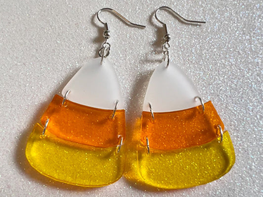Candy Corn Earrings: Laser Cut Acrylic Candies, Trick or Treat, Halloween, Dessert, Sweet Tooth, Best Gifts for Her/Him/Them