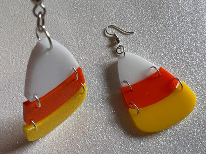 Candy Corn Earrings: Laser Cut Acrylic Candies, Trick or Treat, Halloween, Dessert, Sweet Tooth, Best Gifts for Her/Him/Them