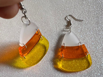 Candy Corn Earrings: Laser Cut Acrylic Candies, Trick or Treat, Halloween, Dessert, Sweet Tooth, Best Gifts for Her/Him/Them