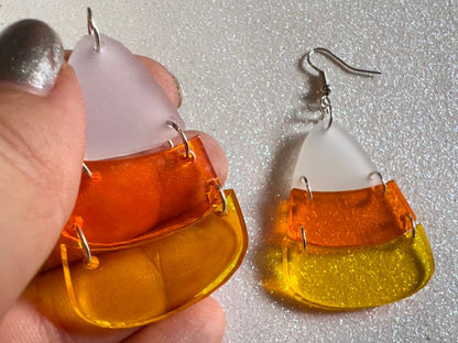 Candy Corn Earrings: Laser Cut Acrylic Candies, Trick or Treat, Halloween, Dessert, Sweet Tooth, Best Gifts for Her/Him/Them