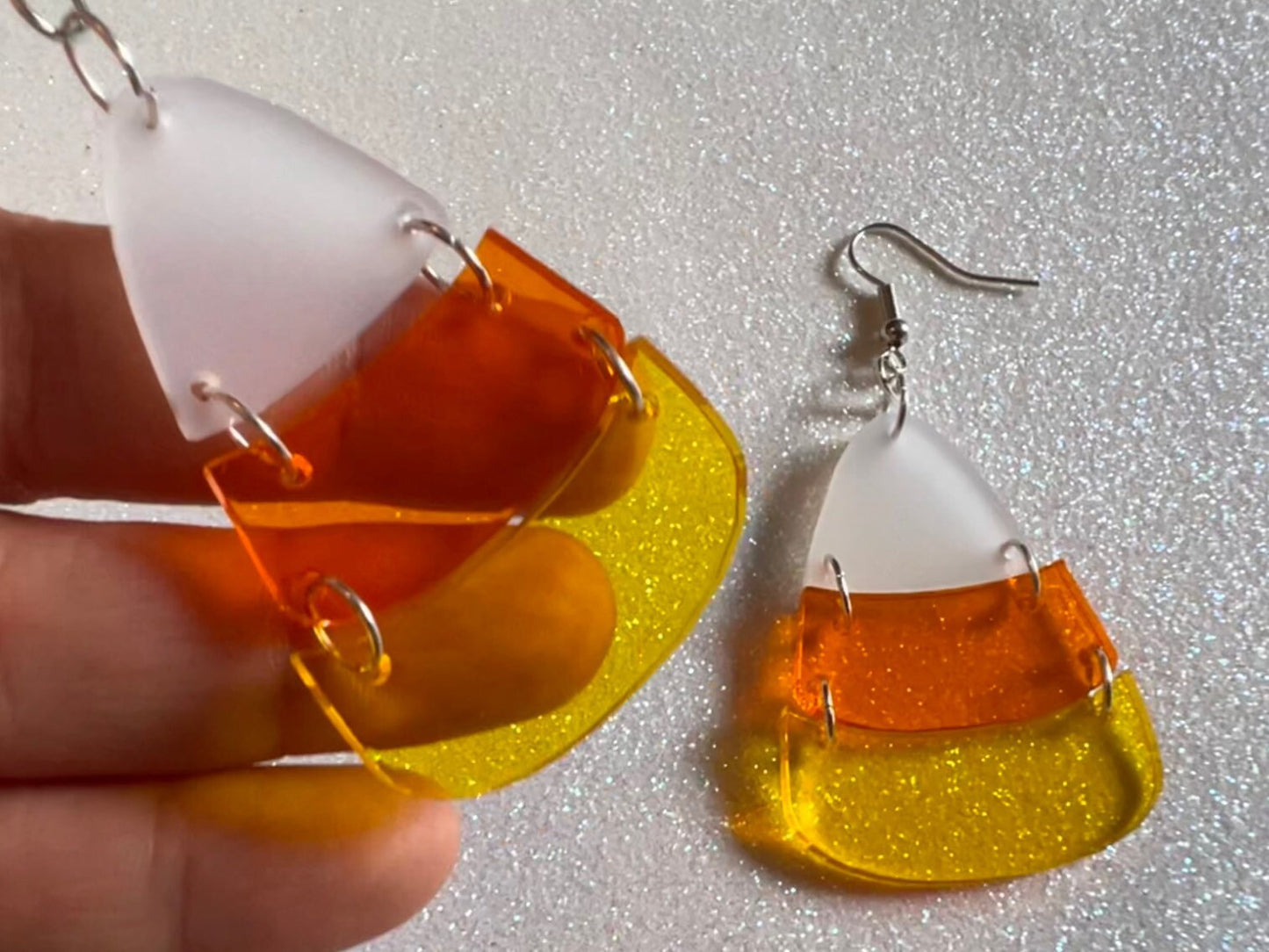 Candy Corn Earrings: Laser Cut Acrylic Candies, Trick or Treat, Halloween, Dessert, Sweet Tooth, Best Gifts for Her/Him/Them