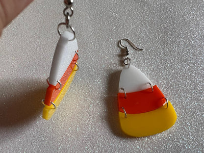 Candy Corn Earrings: Laser Cut Acrylic Candies, Trick or Treat, Halloween, Dessert, Sweet Tooth, Best Gifts for Her/Him/Them