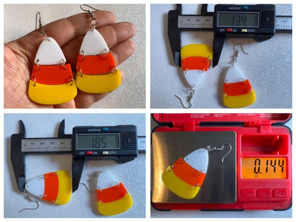 Candy Corn Earrings: Laser Cut Acrylic Candies, Trick or Treat, Halloween, Dessert, Sweet Tooth, Best Gifts for Her/Him/Them