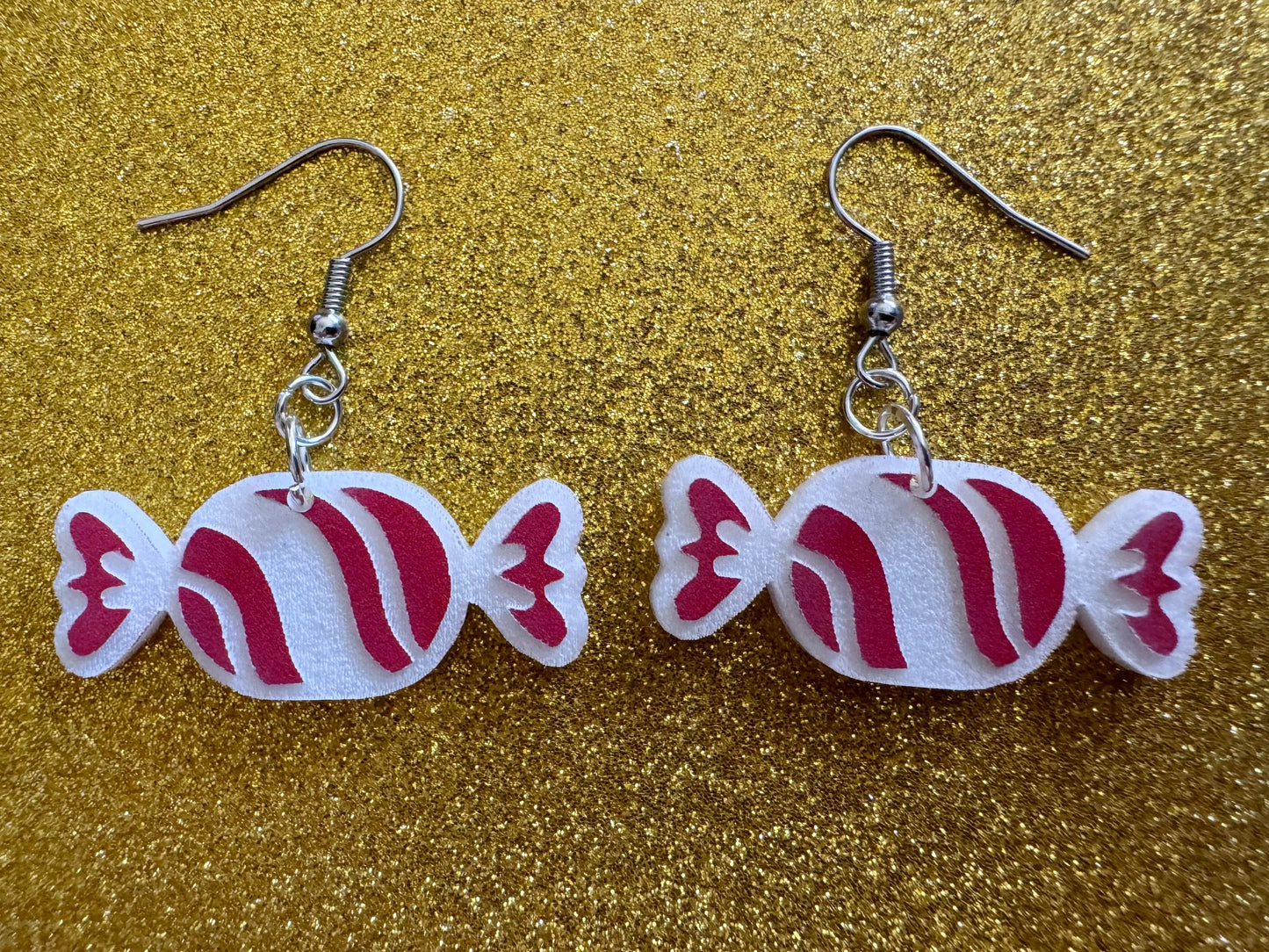 Candy Earrings: Laser Cut Acrylic Christmas Earrings, Xmas, X-mas, Winter Holidays, Santa Claus, Presents, Best Gifts for Her/Him/Them