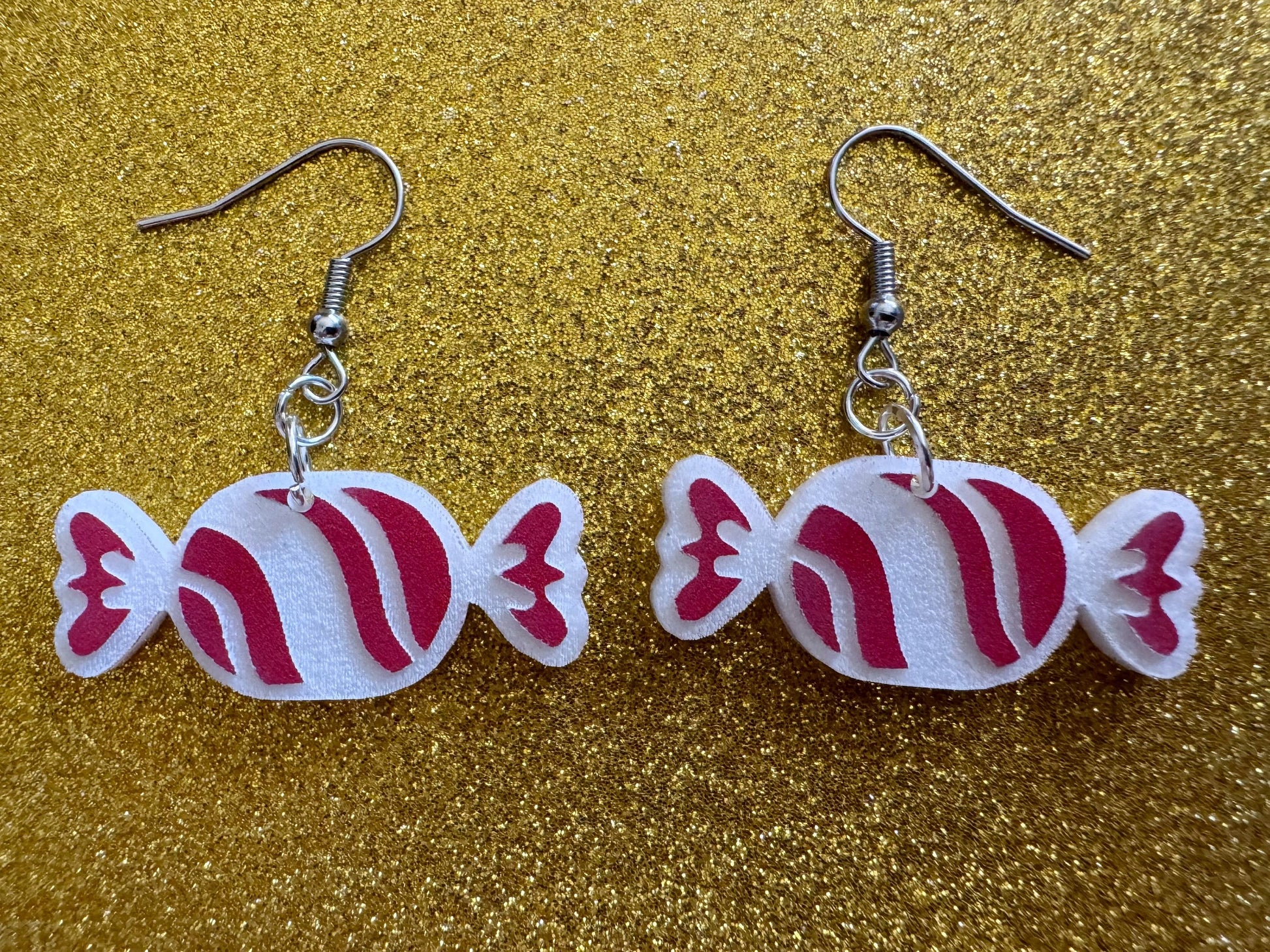 Candy Earrings: Laser Cut Acrylic Christmas Earrings, Xmas, X-mas, Winter Holidays, Santa Claus, Presents, Best Gifts for Her/Him/Them