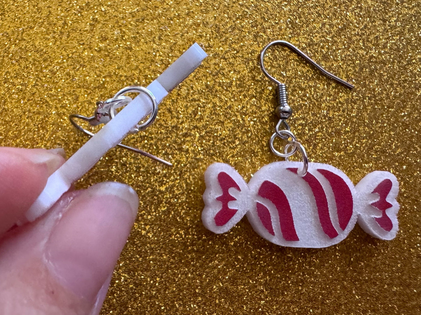 Candy Earrings: Laser Cut Acrylic Christmas Earrings, Xmas, X-mas, Winter Holidays, Santa Claus, Presents, Best Gifts for Her/Him/Them