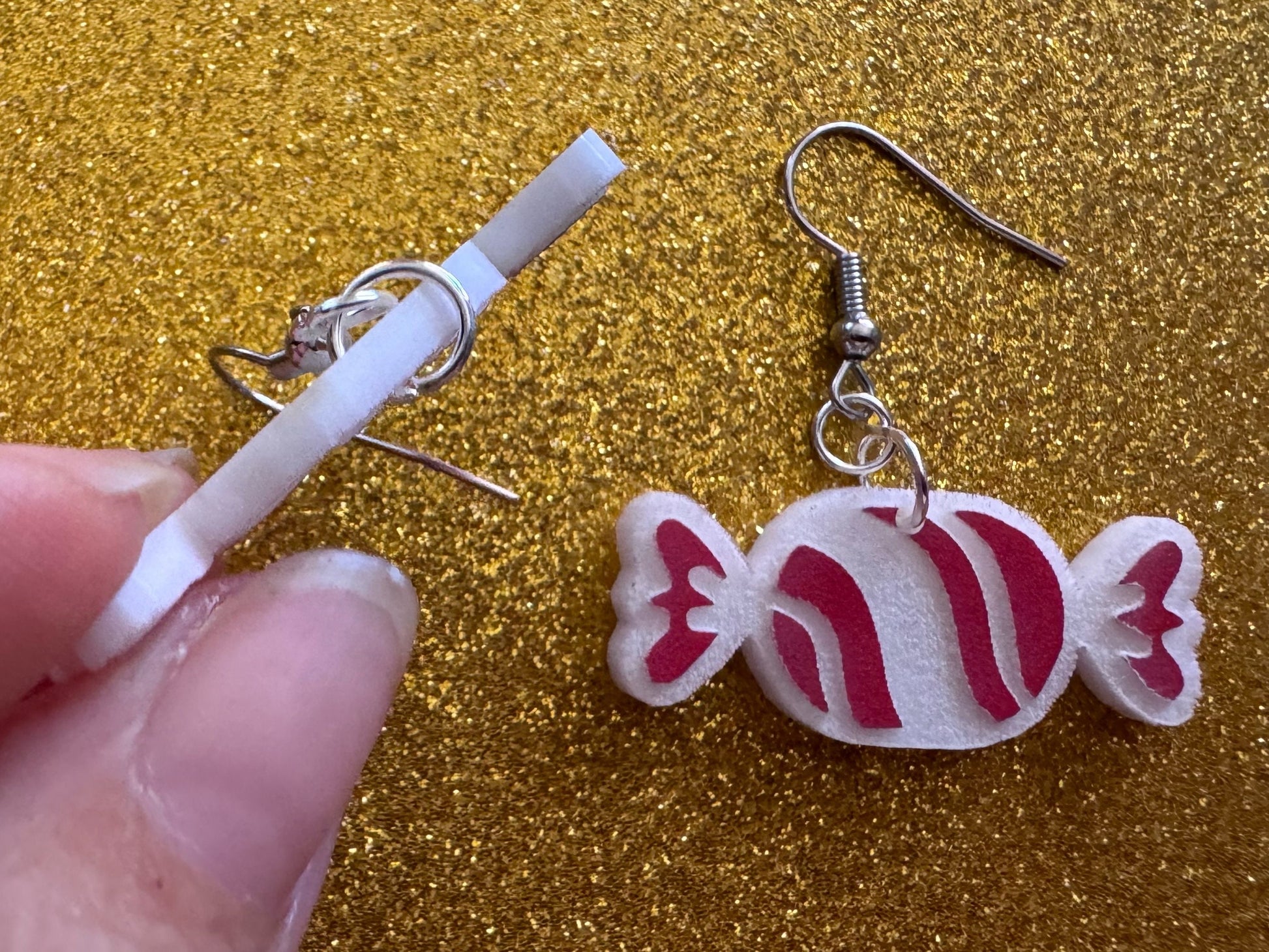Candy Earrings: Laser Cut Acrylic Christmas Earrings, Xmas, X-mas, Winter Holidays, Santa Claus, Presents, Best Gifts for Her/Him/Them