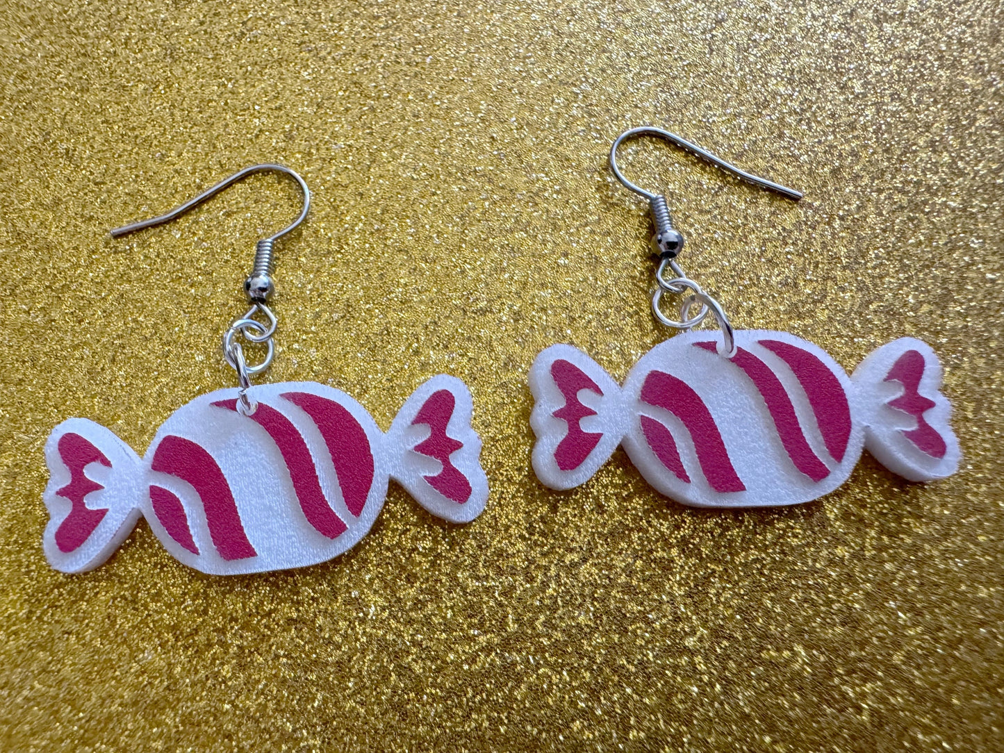 Candy Earrings: Laser Cut Acrylic Christmas Earrings, Xmas, X-mas, Winter Holidays, Santa Claus, Presents, Best Gifts for Her/Him/Them