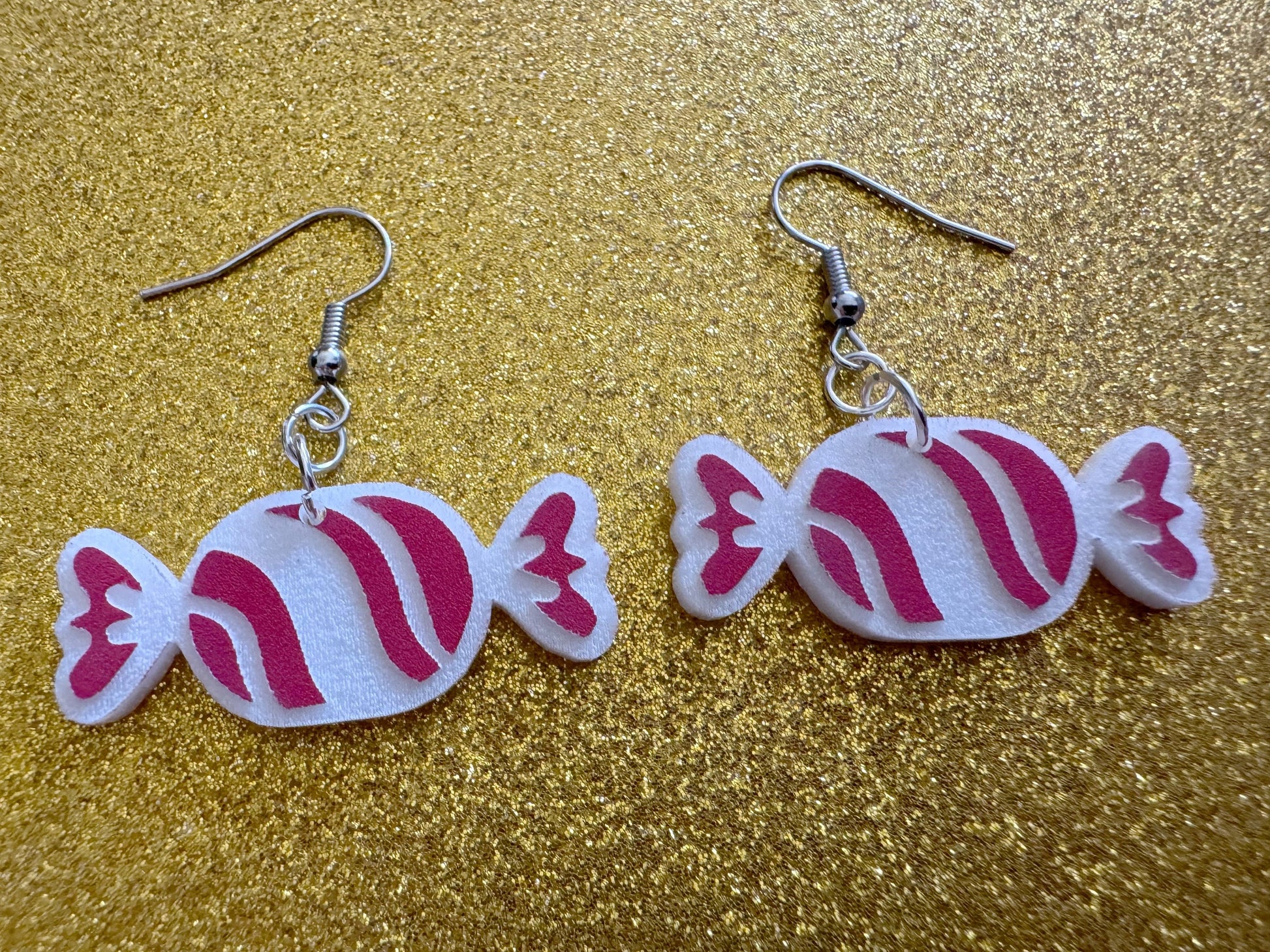 Candy Earrings: Laser Cut Acrylic Christmas Earrings, Xmas, X-mas, Winter Holidays, Santa Claus, Presents, Best Gifts for Her/Him/Them