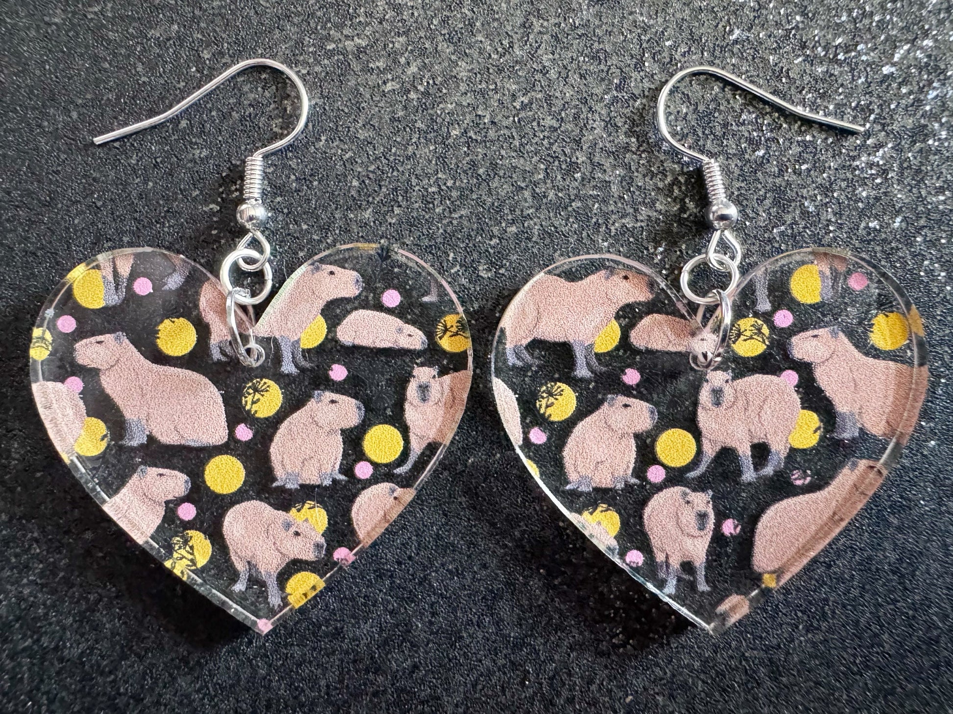 Capybara Earrings: Laser Cut Acrylic Capybaras, Rodent, Cute Animals, Zoo, Giant Cavy Rodent, Best Gifts for Her/Him/Them