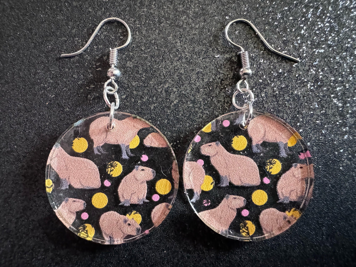 Capybara Earrings: Laser Cut Acrylic Capybaras, Rodent, Cute Animals, Zoo, Giant Cavy Rodent, Best Gifts for Her/Him/Them