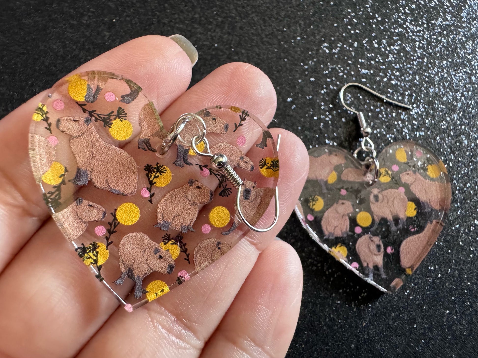 Capybara Earrings: Laser Cut Acrylic Capybaras, Rodent, Cute Animals, Zoo, Giant Cavy Rodent, Best Gifts for Her/Him/Them