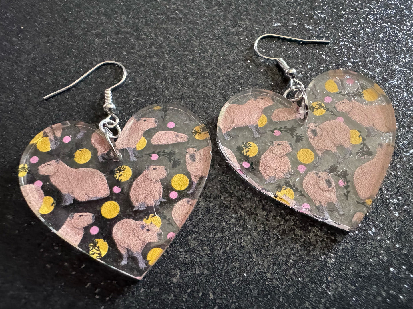Capybara Earrings: Laser Cut Acrylic Capybaras, Rodent, Cute Animals, Zoo, Giant Cavy Rodent, Best Gifts for Her/Him/Them