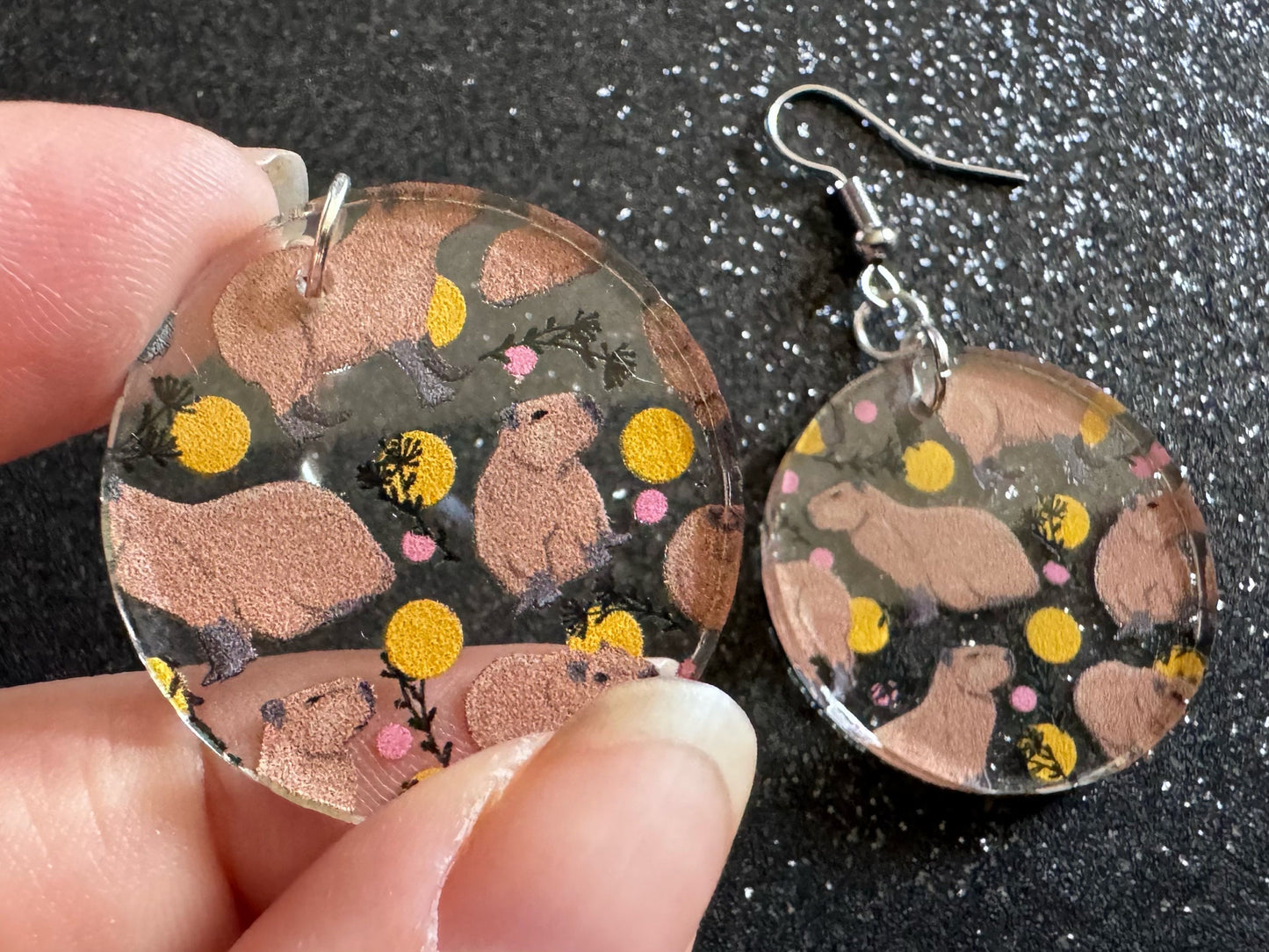 Capybara Earrings: Laser Cut Acrylic Capybaras, Rodent, Cute Animals, Zoo, Giant Cavy Rodent, Best Gifts for Her/Him/Them