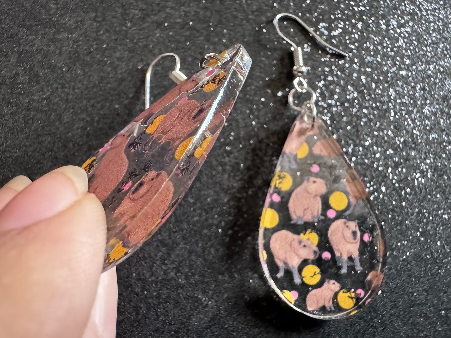 Capybara Earrings: Laser Cut Acrylic Capybaras, Rodent, Cute Animals, Zoo, Giant Cavy Rodent, Best Gifts for Her/Him/Them