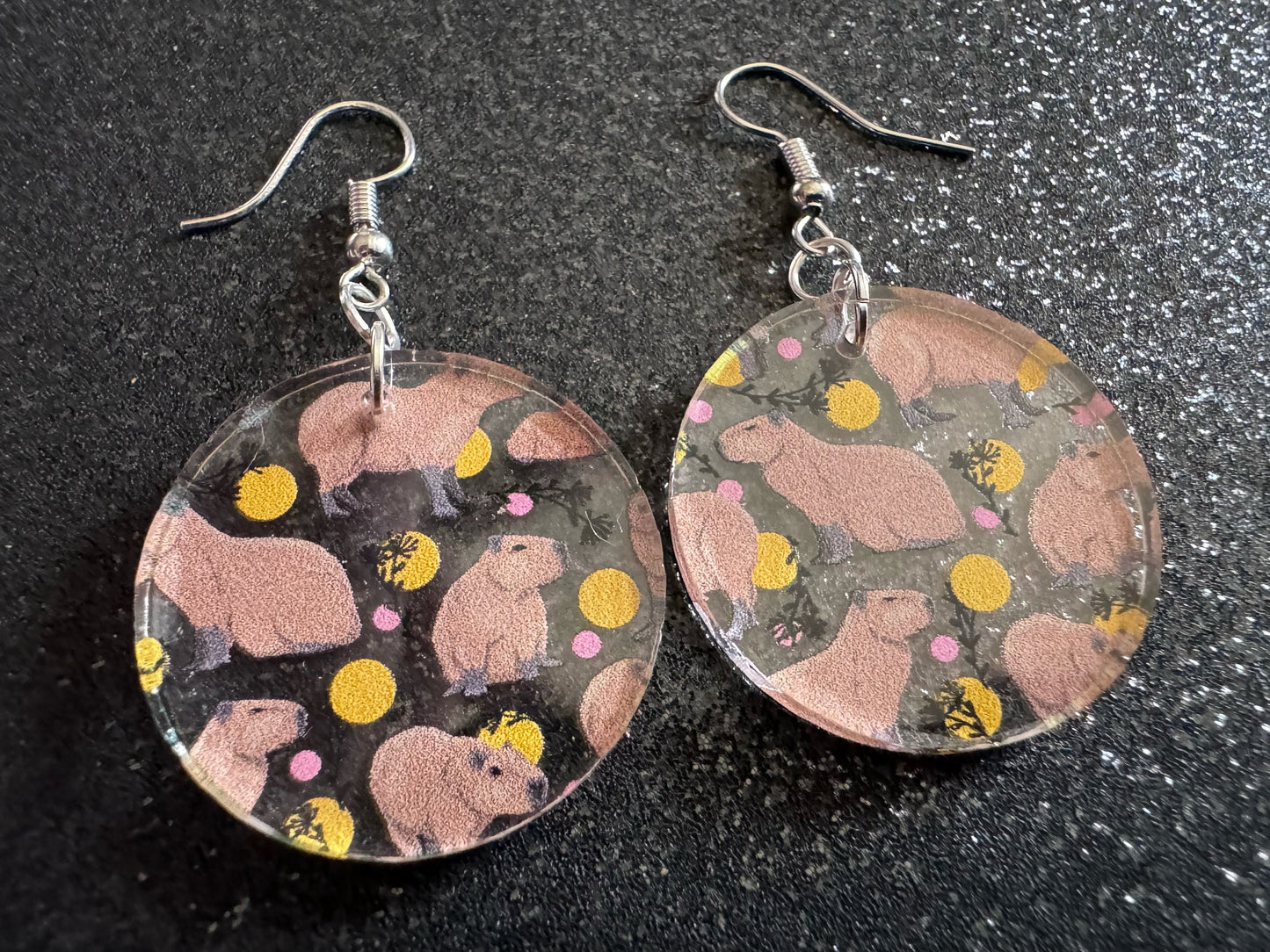 Capybara Earrings: Laser Cut Acrylic Capybaras, Rodent, Cute Animals, Zoo, Giant Cavy Rodent, Best Gifts for Her/Him/Them