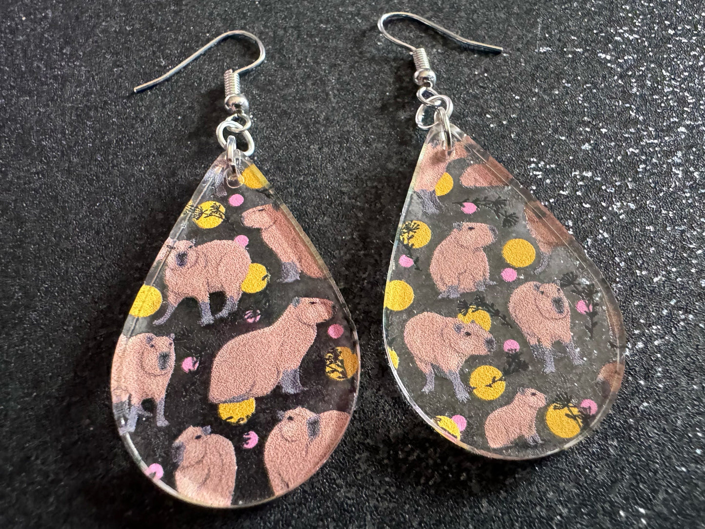 Capybara Earrings: Laser Cut Acrylic Capybaras, Rodent, Cute Animals, Zoo, Giant Cavy Rodent, Best Gifts for Her/Him/Them