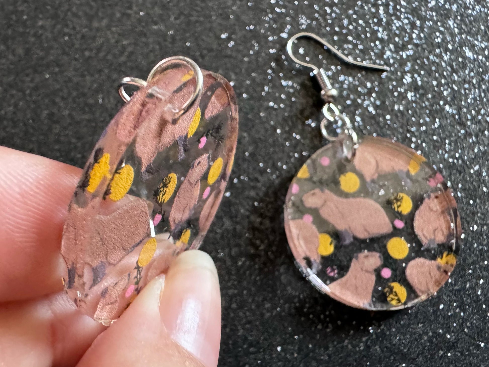 Capybara Earrings: Laser Cut Acrylic Capybaras, Rodent, Cute Animals, Zoo, Giant Cavy Rodent, Best Gifts for Her/Him/Them