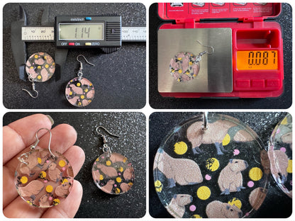 Capybara Earrings: Laser Cut Acrylic Capybaras, Rodent, Cute Animals, Zoo, Giant Cavy Rodent, Best Gifts for Her/Him/Them