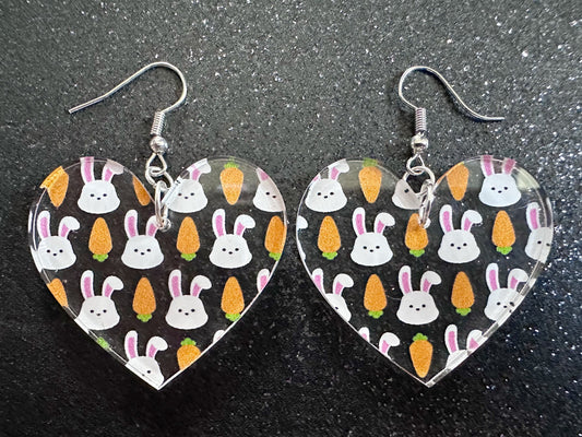 Carrot & Bunny Rabbit Earrings: Forest Animals, Nature, Carrots, Easter, Lucky, Easter, Easter Bunny, Best Gifts for Her/Him/Them