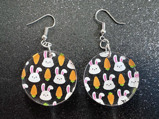 Carrot & Bunny Rabbit Earrings: Forest Animals, Nature, Carrots, Easter, Lucky, Easter, Easter Bunny, Best Gifts for Her/Him/Them
