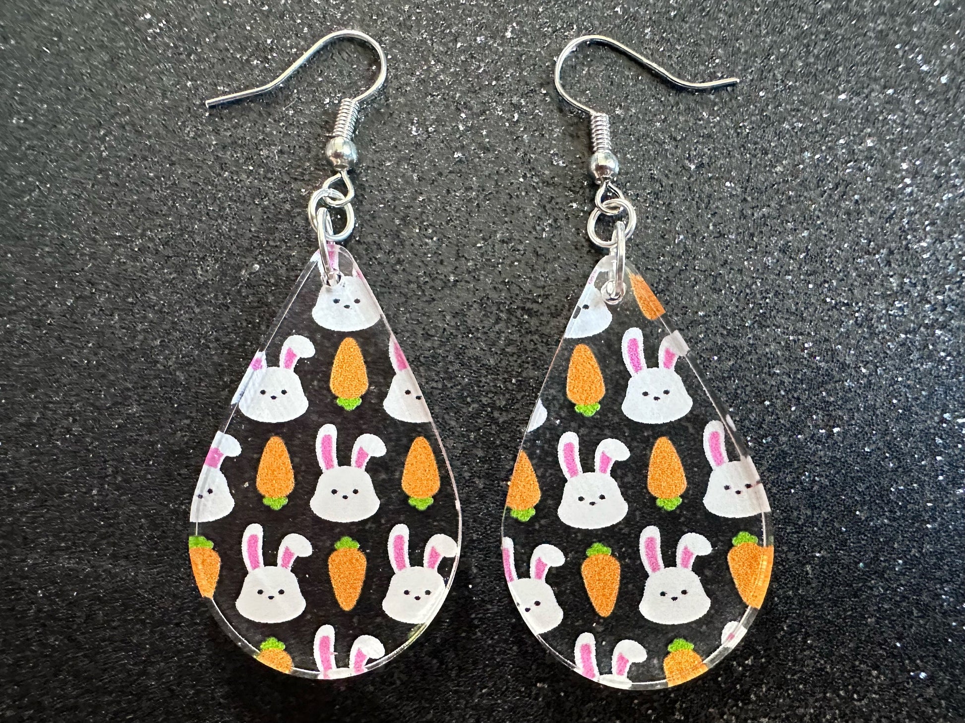Carrot & Bunny Rabbit Earrings: Forest Animals, Nature, Carrots, Easter, Lucky, Easter, Easter Bunny, Best Gifts for Her/Him/Them
