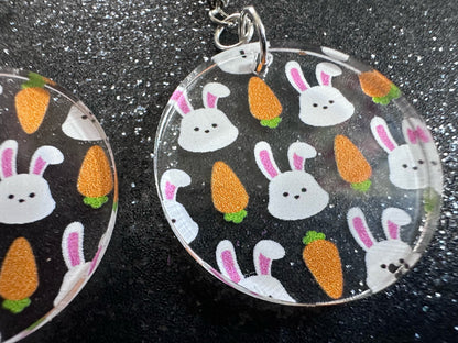 Carrot & Bunny Rabbit Earrings: Forest Animals, Nature, Carrots, Easter, Lucky, Easter, Easter Bunny, Best Gifts for Her/Him/Them
