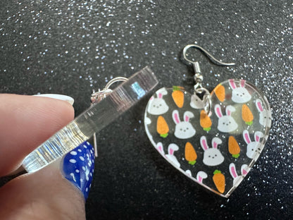 Carrot & Bunny Rabbit Earrings: Forest Animals, Nature, Carrots, Easter, Lucky, Easter, Easter Bunny, Best Gifts for Her/Him/Them