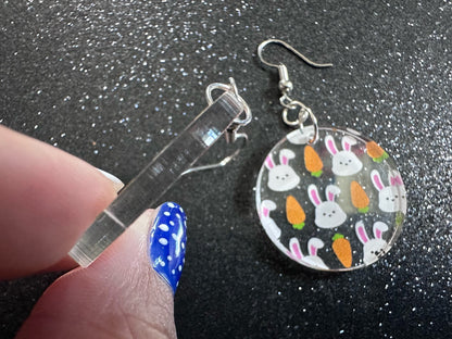 Carrot & Bunny Rabbit Earrings: Forest Animals, Nature, Carrots, Easter, Lucky, Easter, Easter Bunny, Best Gifts for Her/Him/Them
