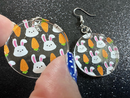 Carrot & Bunny Rabbit Earrings: Forest Animals, Nature, Carrots, Easter, Lucky, Easter, Easter Bunny, Best Gifts for Her/Him/Them