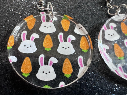 Carrot & Bunny Rabbit Earrings: Forest Animals, Nature, Carrots, Easter, Lucky, Easter, Easter Bunny, Best Gifts for Her/Him/Them