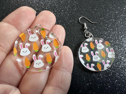 Carrot & Bunny Rabbit Earrings: Forest Animals, Nature, Carrots, Easter, Lucky, Easter, Easter Bunny, Best Gifts for Her/Him/Them