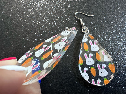 Carrot & Bunny Rabbit Earrings: Forest Animals, Nature, Carrots, Easter, Lucky, Easter, Easter Bunny, Best Gifts for Her/Him/Them