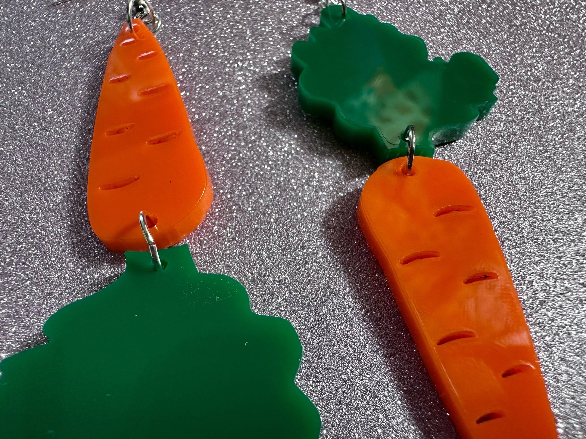 Carrot Earrings: Laser Cut Acrylic Carrots, Vegetables, Farm, Bunny Rabbit, Food Earrings, Veggies, Green, Best Gifts for Her/Him/Them
