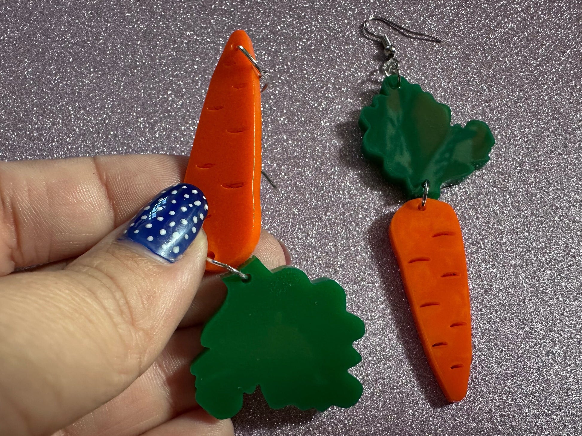 Carrot Earrings: Laser Cut Acrylic Carrots, Vegetables, Farm, Bunny Rabbit, Food Earrings, Veggies, Green, Best Gifts for Her/Him/Them