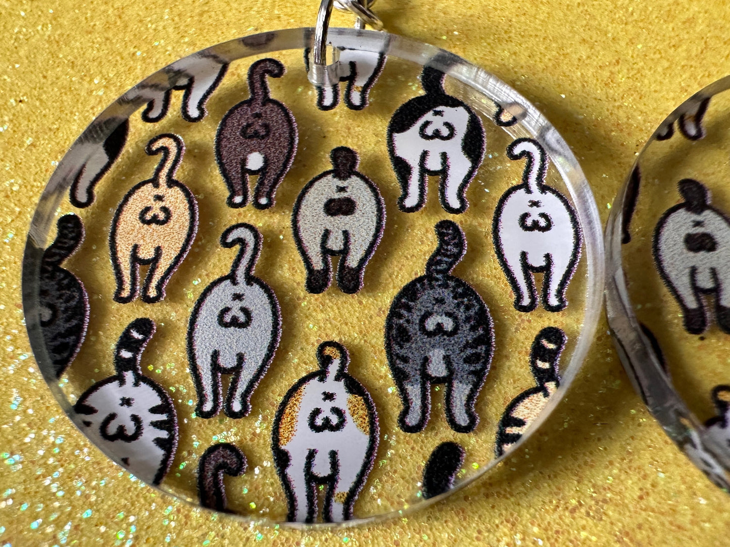 Cat Butt Earrings: Laser Cut Acrylic Cats, Pet, Kitty, Kitten, Animals, Ginger, Black, White, Cat Balls, Butts, Best Gifts for Her/Him/Them