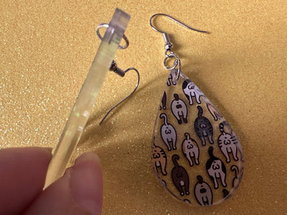 Cat Butt Earrings: Laser Cut Acrylic Cats, Pet, Kitty, Kitten, Animals, Ginger, Black, White, Cat Balls, Butts, Best Gifts for Her/Him/Them