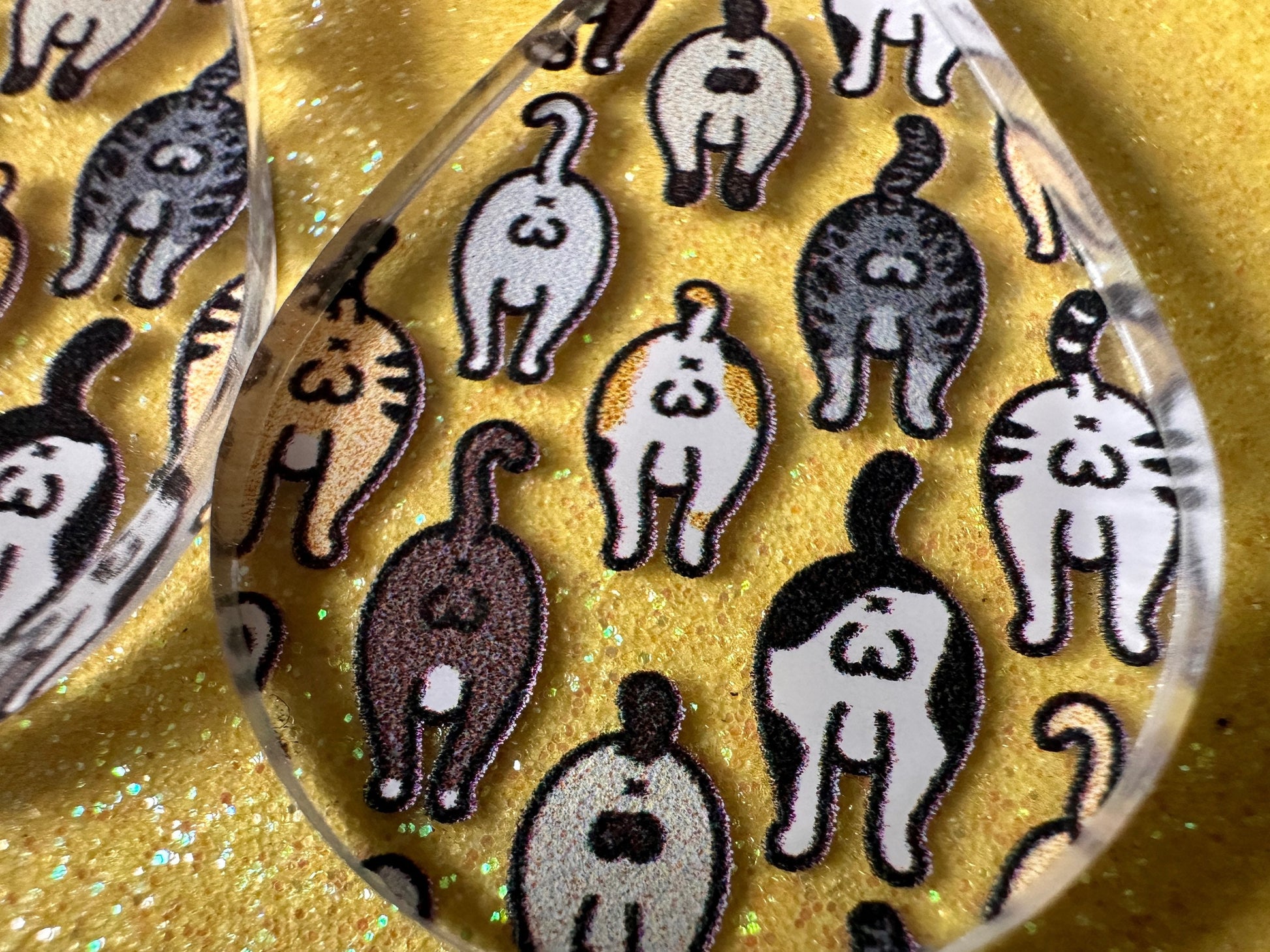Cat Butt Earrings: Laser Cut Acrylic Cats, Pet, Kitty, Kitten, Animals, Ginger, Black, White, Cat Balls, Butts, Best Gifts for Her/Him/Them