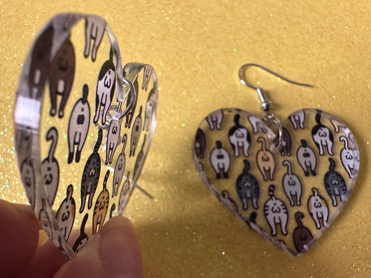 Cat Butt Earrings: Laser Cut Acrylic Cats, Pet, Kitty, Kitten, Animals, Ginger, Black, White, Cat Balls, Butts, Best Gifts for Her/Him/Them