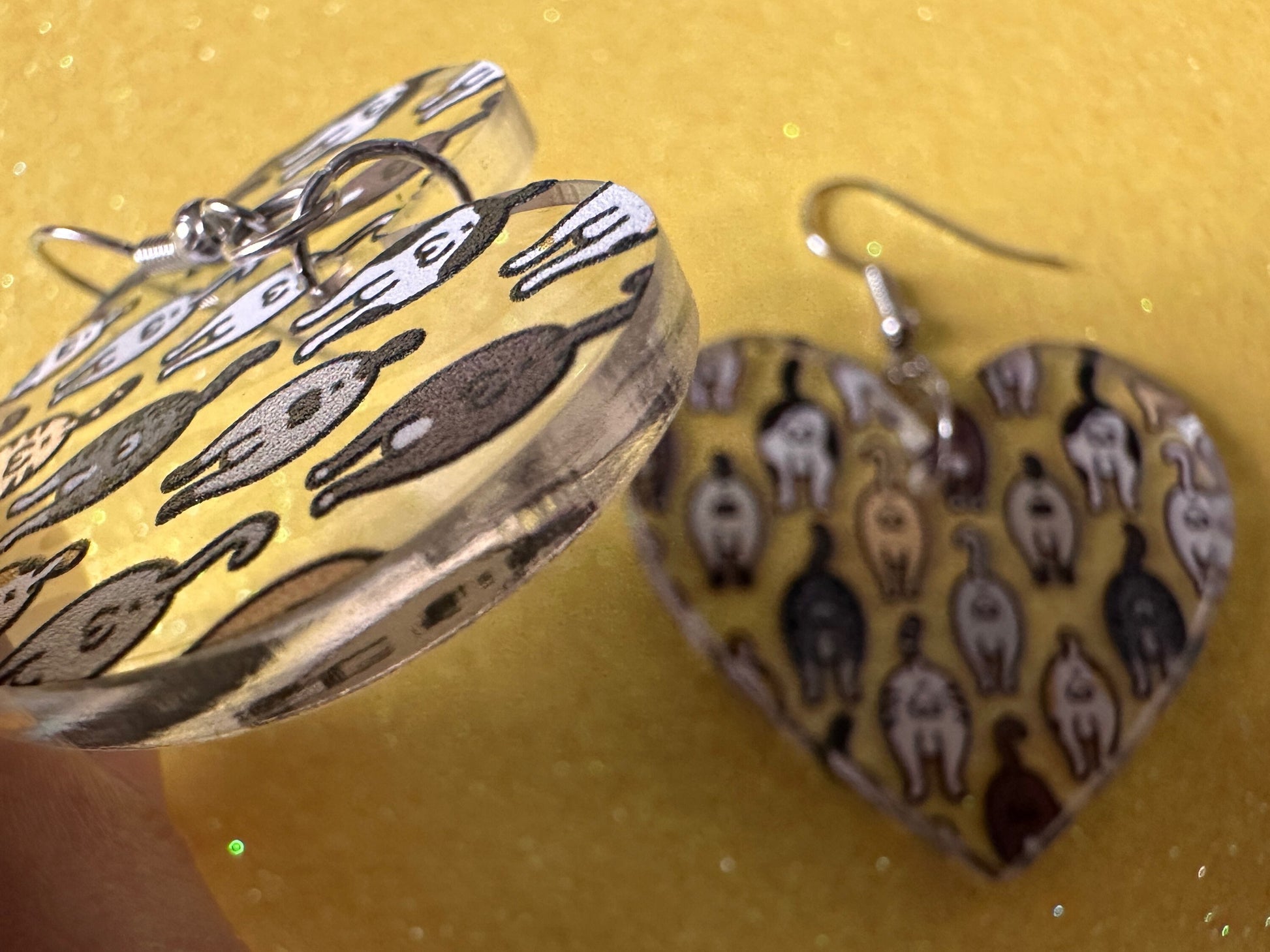 Cat Butt Earrings: Laser Cut Acrylic Cats, Pet, Kitty, Kitten, Animals, Ginger, Black, White, Cat Balls, Butts, Best Gifts for Her/Him/Them