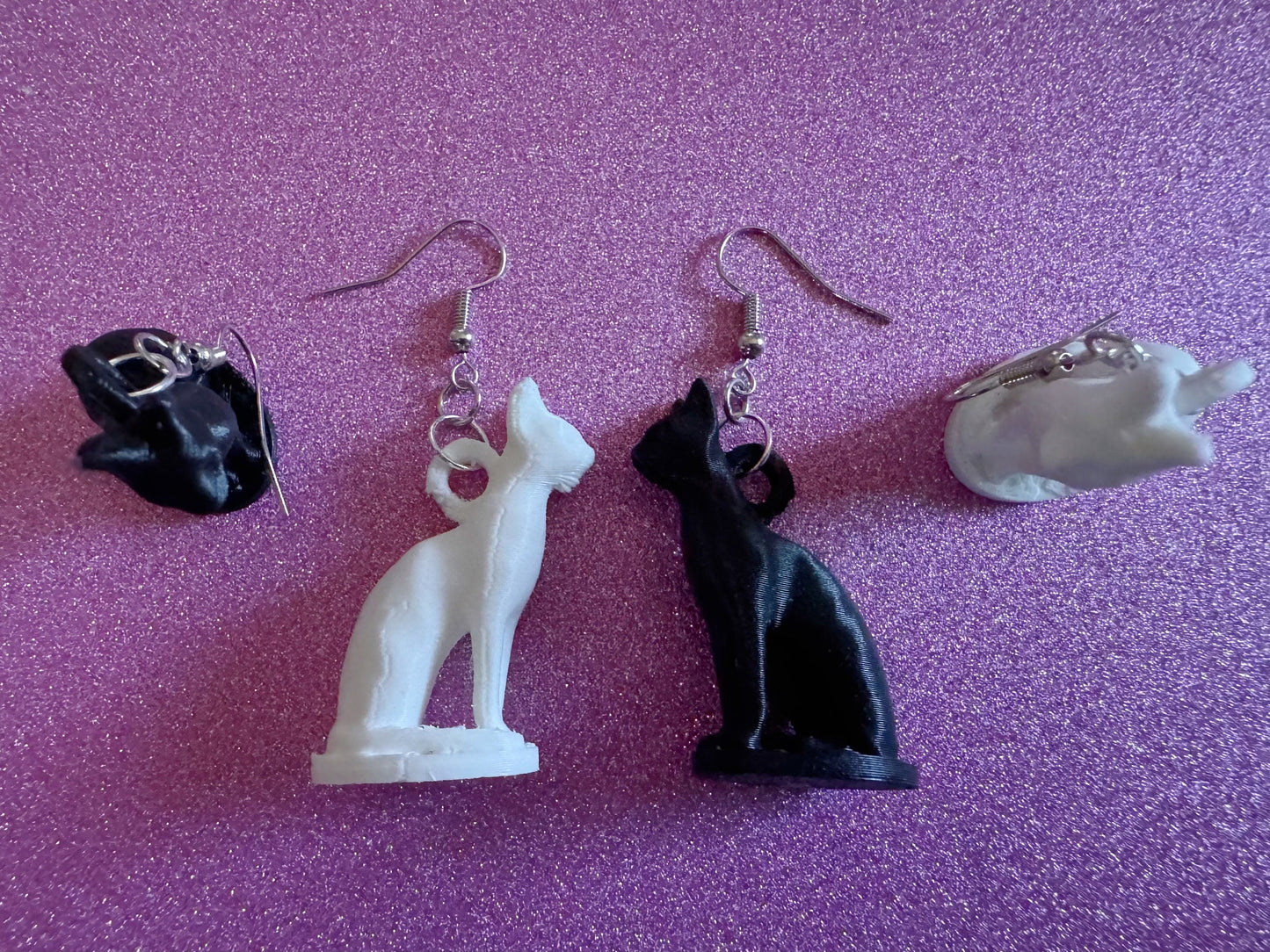 Cat Earrings: 3D Printed Cats, Pet, Kitty, Kitten, Pussy Cat, Animals, Feline, Cat, Black Cat, White Cat, Best Gifts for Her/Him/Them